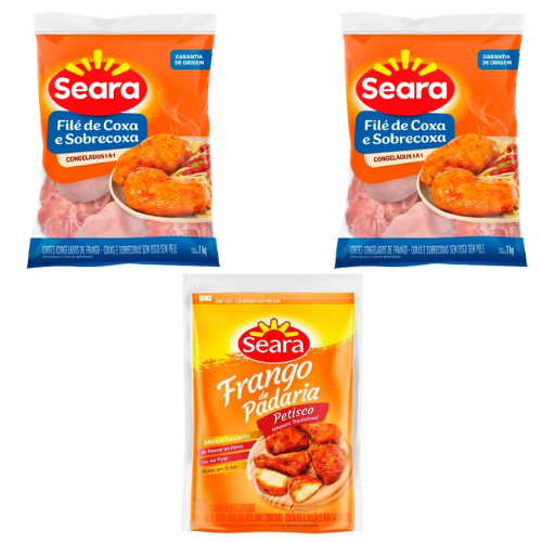 Combo 2kg de Coxa e Sobrecoxa Dessosada 1kg de Frango de Padaria