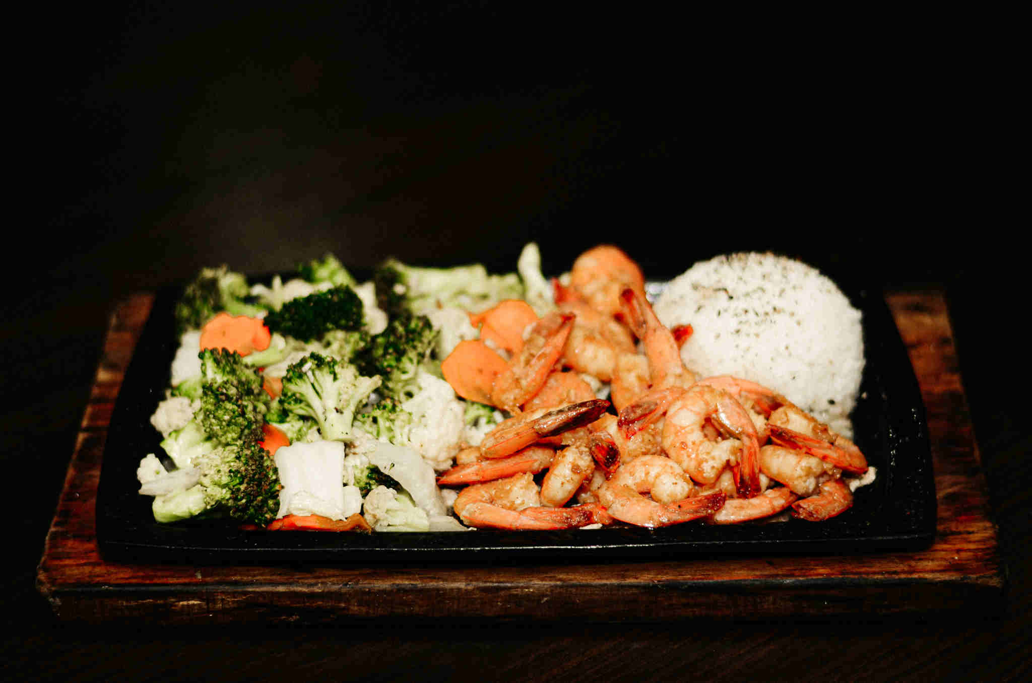 Teppan yaki de camarão