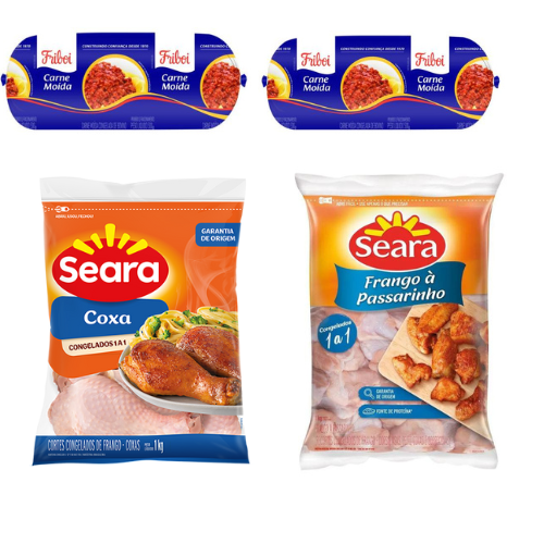 Combo 1 Kg de Coxa 1 Frango a Passarinho 1 Kg de Carne Moída