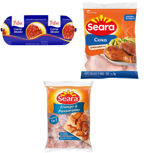 Combo 1 kg coxa 1  frango a passarinho 500 g carne moída